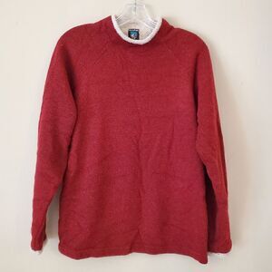 KUHL Women's  Alpaca Fleece Pullover Sweater Size Medium Monk‎ Neck Burgundy